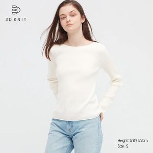 Uniqlo 3D Knit Ribbed Boat Neck Sweater